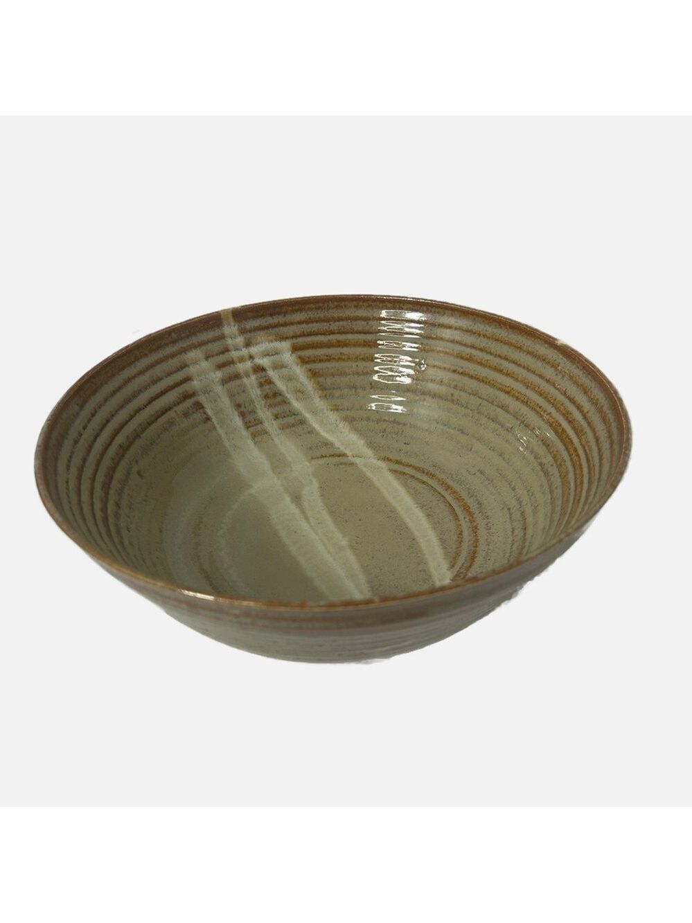 Art Studio Pottery Hand thrown Large Serving Bowl Brown Abstract 10” diameter